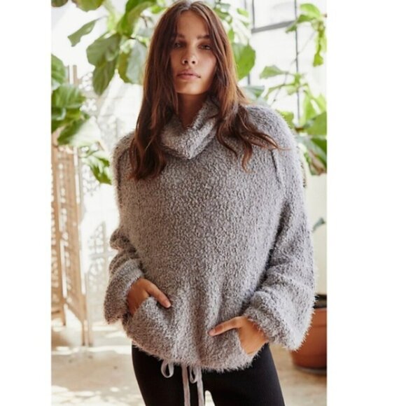FREE PEOPLE FP Movement (Small) Cozy Heatin Up Bubble Pullover Oversize Gray - Picture 2 of 10